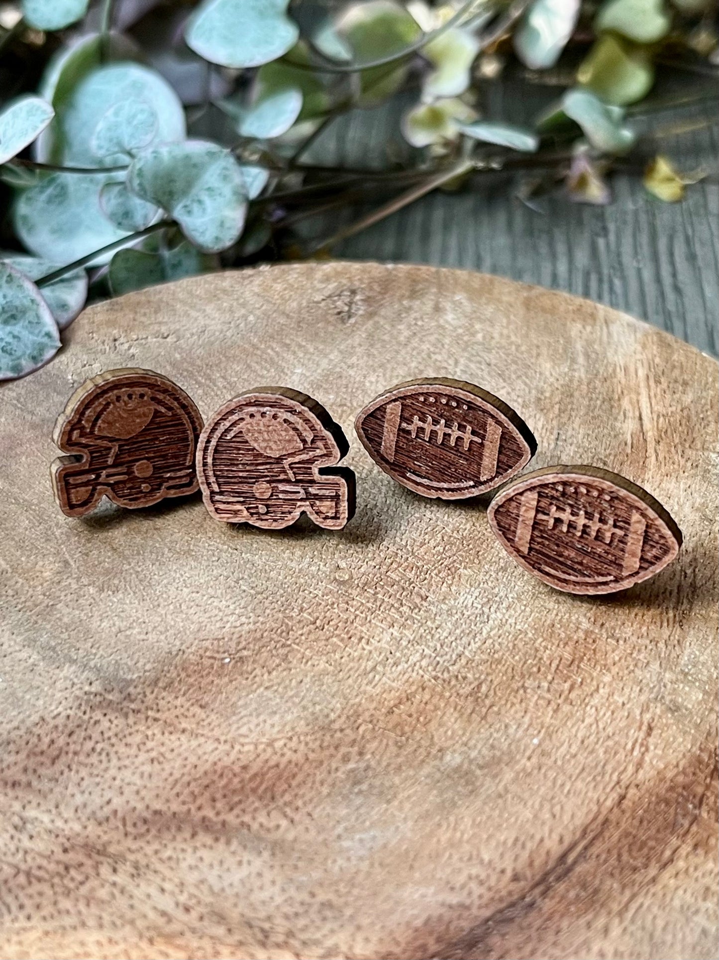 Engraved Football & Football Helmet Studs