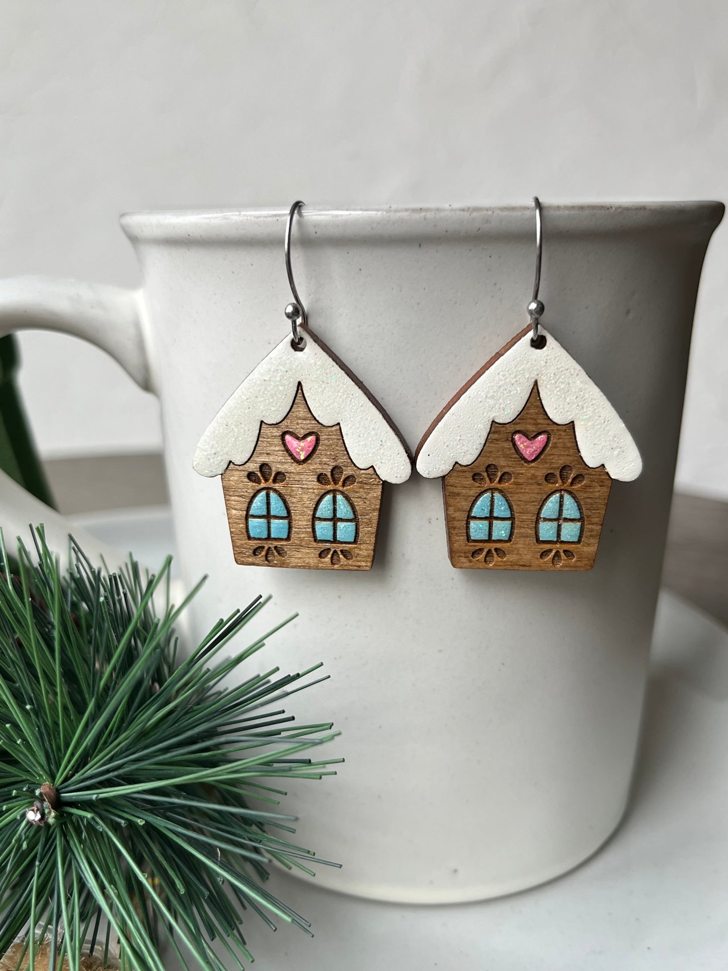 Gingerbread House Engraved Earrings