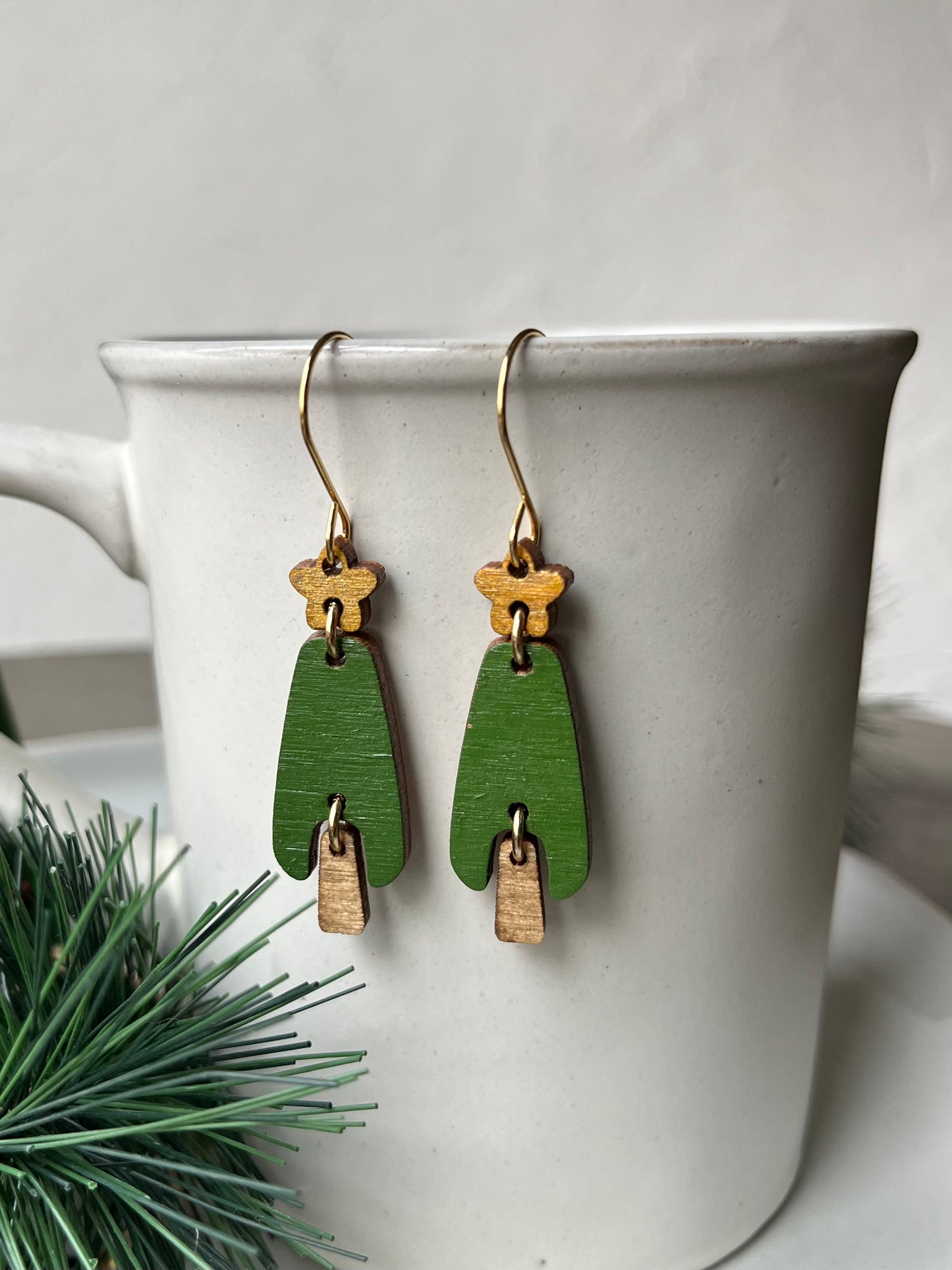 Dangly Christmas Tree Earrings