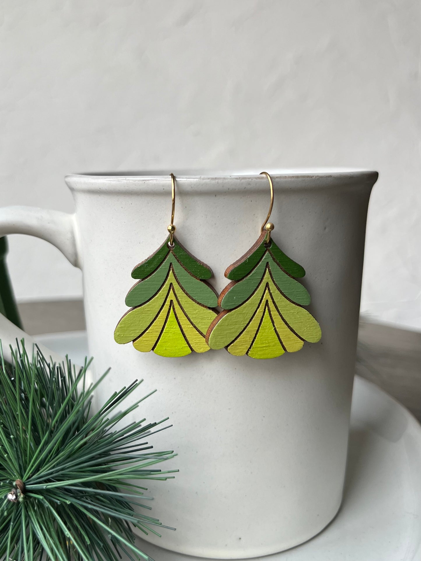 Divided Fluffy Tree Earrings