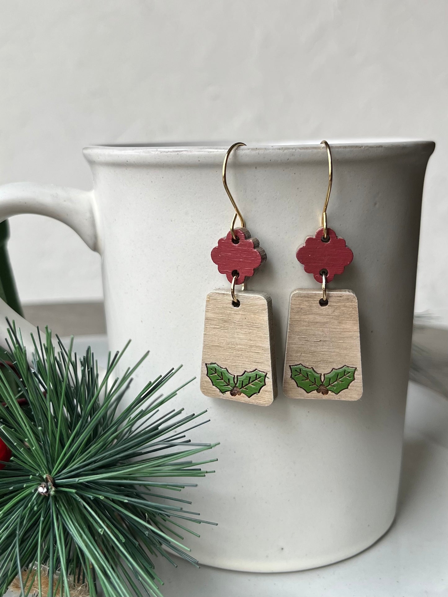 Mistletoe Engraved Earrings