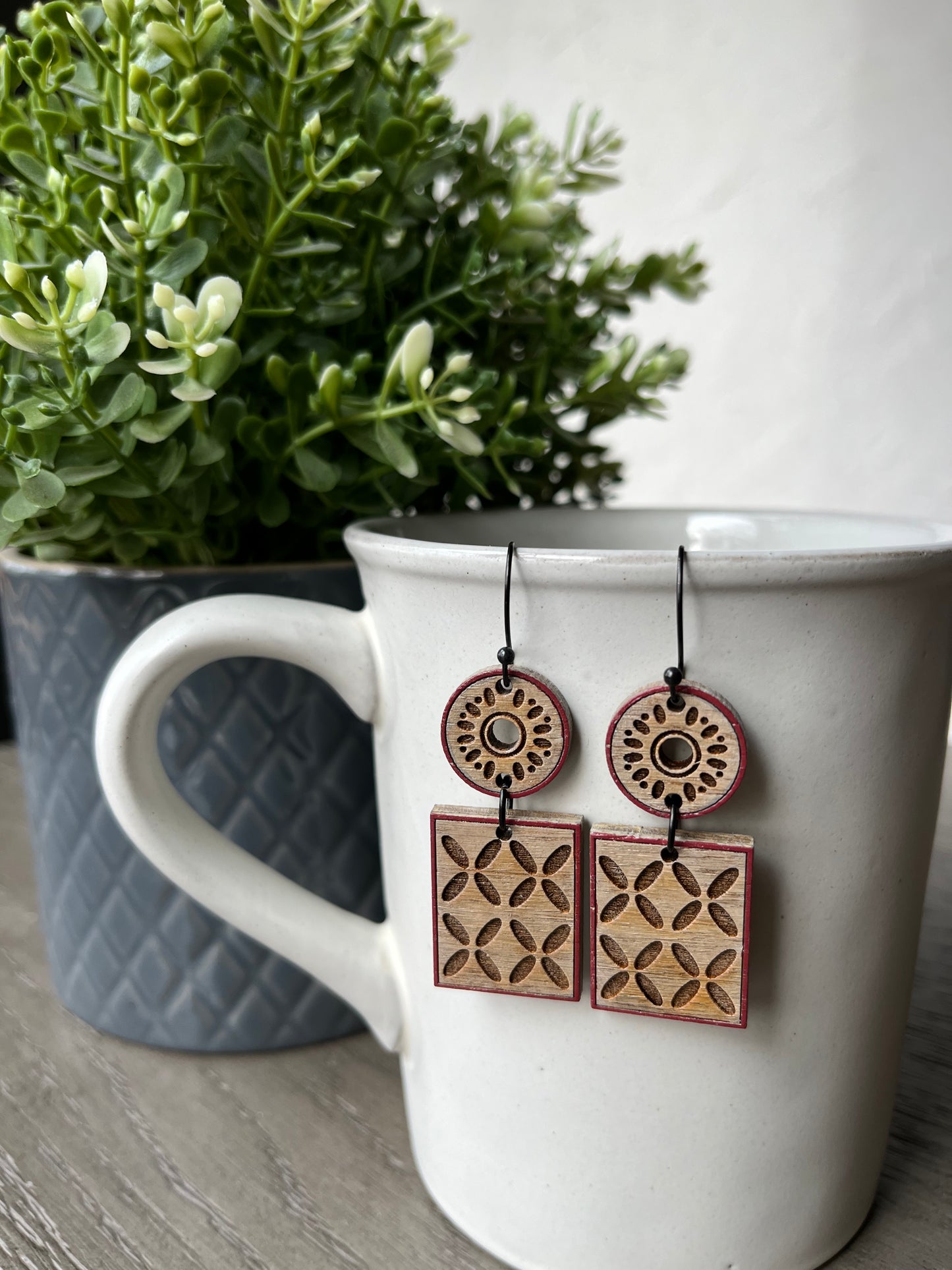 Outlined Dashed Quad Earrings